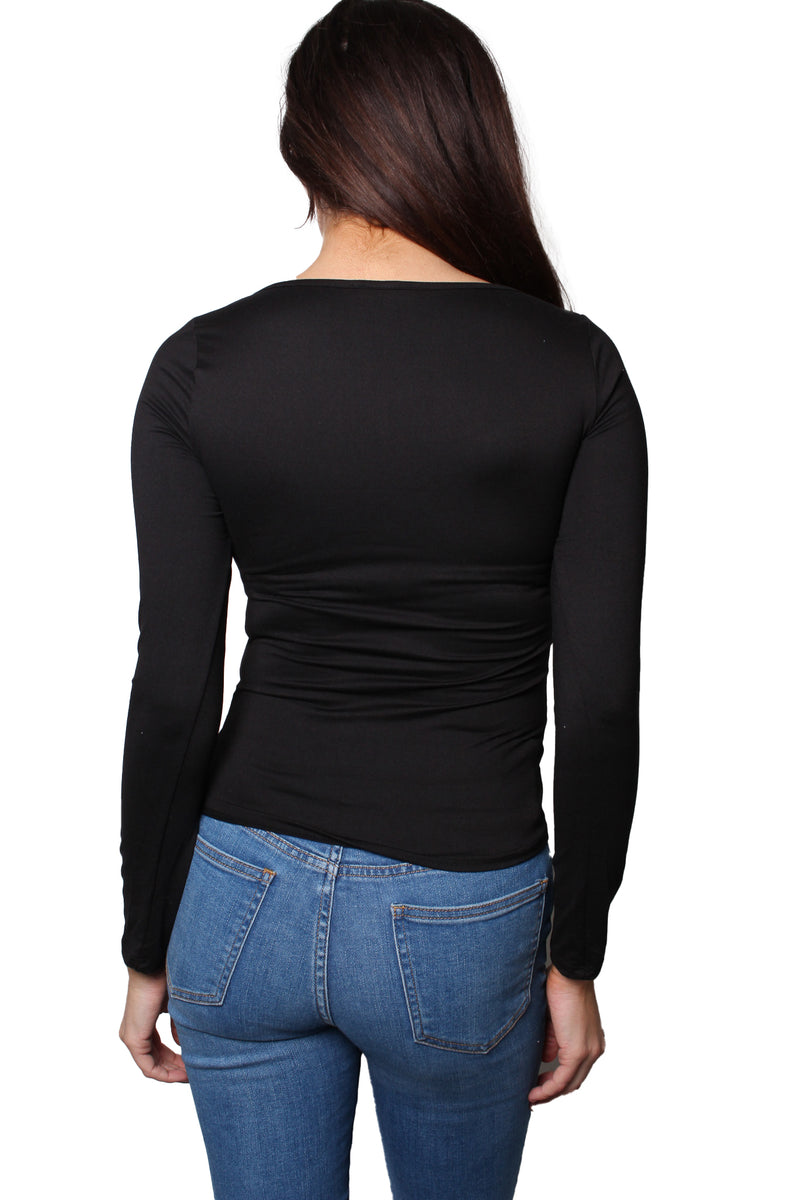 Women's Long Sleeves Scoop Neck Solid Top