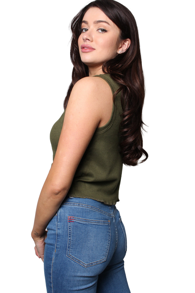 Women's Sleeveless Scoop Neck Ribbed Top