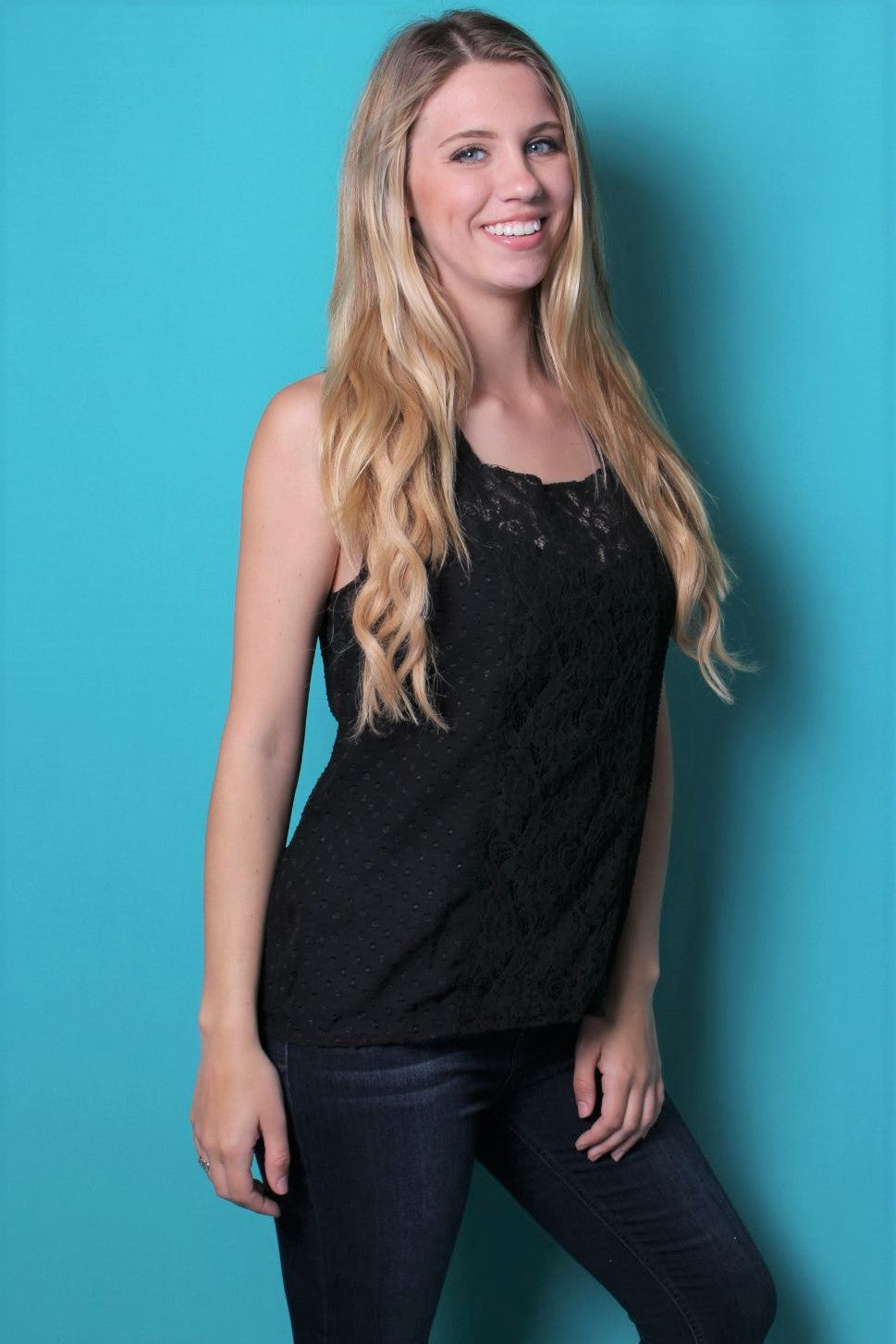 Women's Sleeveless Floral Lace Top