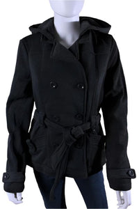 Women's Double Breasted Jacket with Hoodie