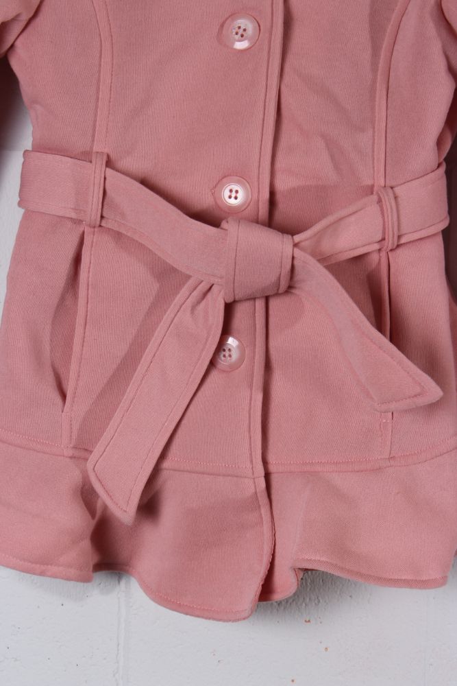 Kid's Pink Belted Peacoat