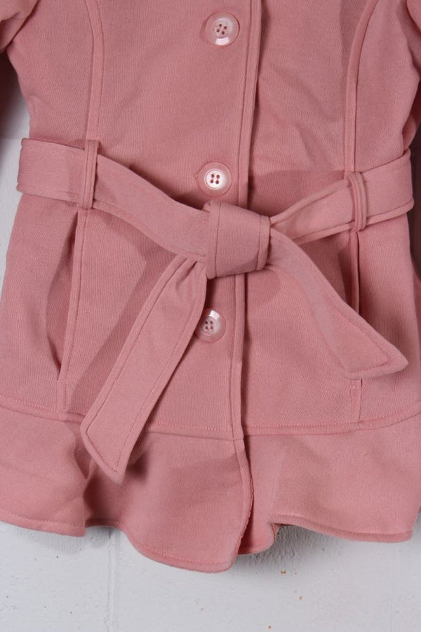 Kid's Pink Belted Peacoat