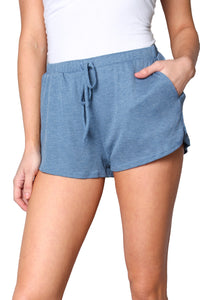 Women's High Waist Rib Knit Pocketed Shorts