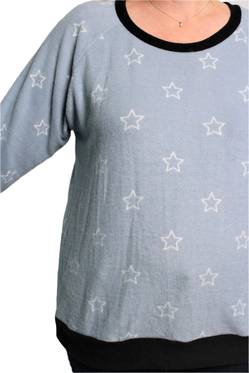 Women's Plus Size Star Print Raglan Top