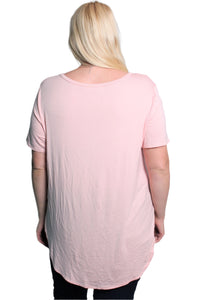 Women's Plus Size Short Sleeve V Neck Solid Top