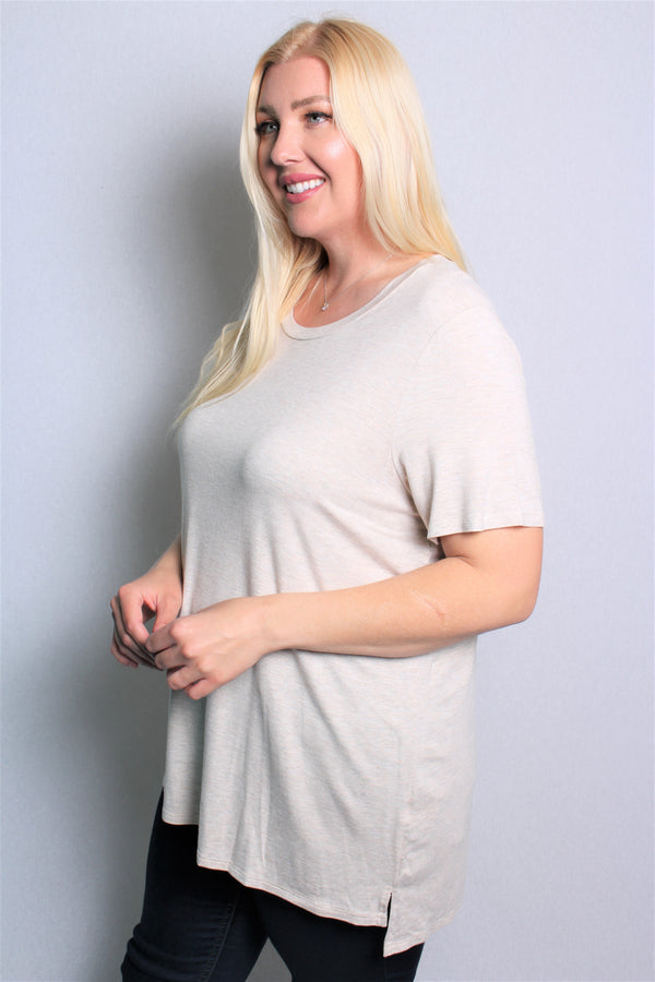 Women's Plus Size Short Sleeve Round Neck Solid Top