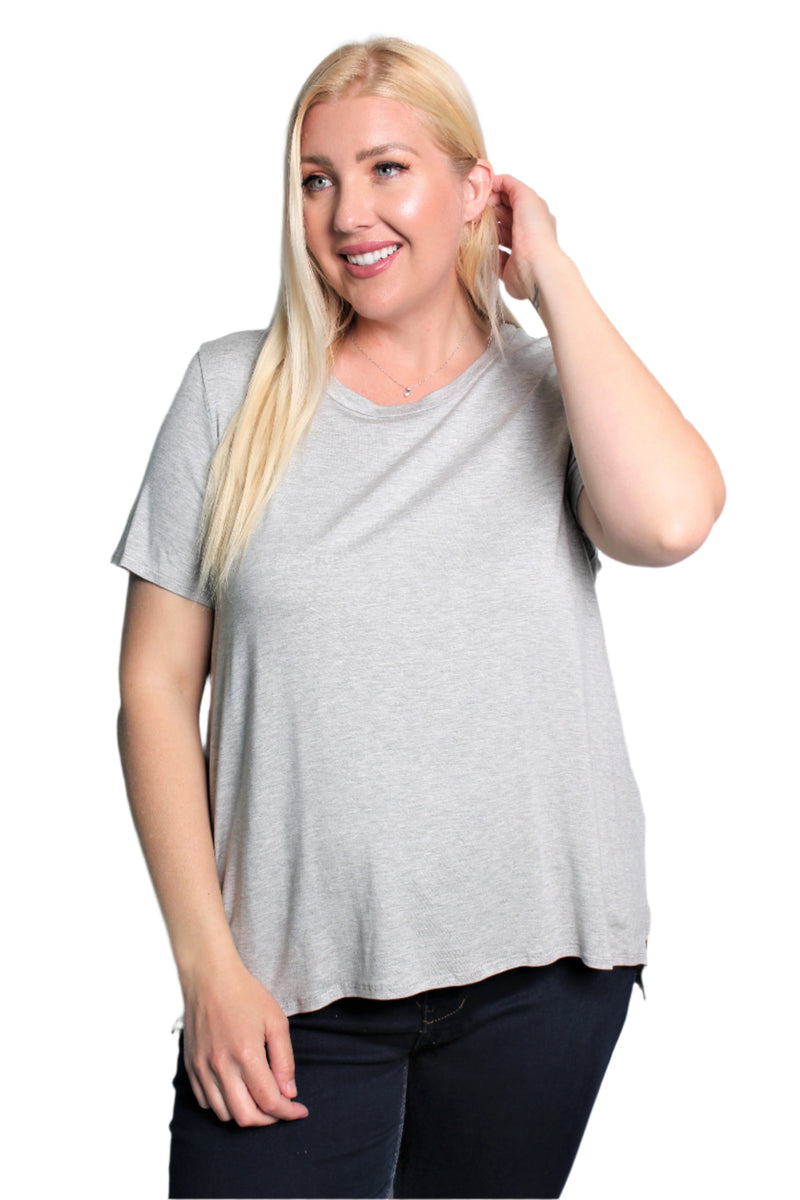 Women's Plus Size Short Sleeve Round Neck Solid Top