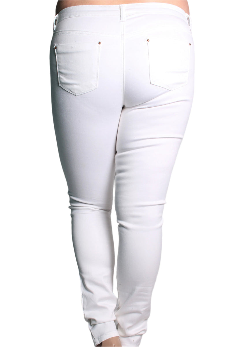 Women's Plus Size White Skinny Jeans (Length 35)