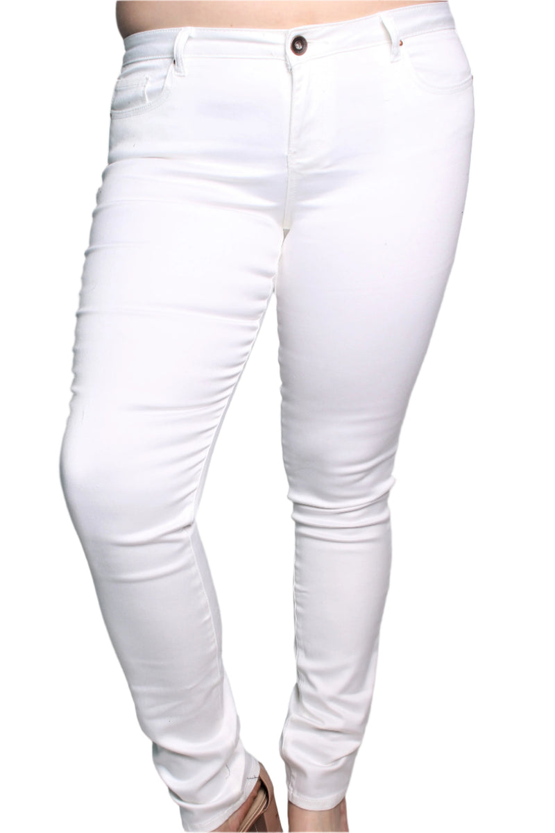 Women's Plus Size White Skinny Jeans (Length 35)