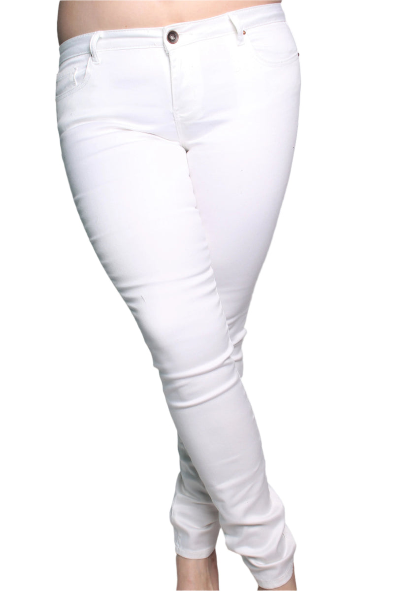 Women's Plus Size White Skinny Jeans (Length 35)