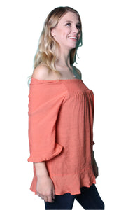 Women's 3/4th Sleeve Off Shoulder Woven Top