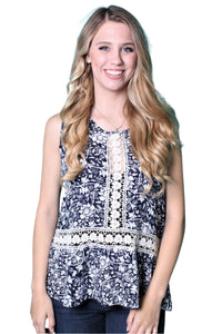 Women's Sleeveless Top with Crochet Detail