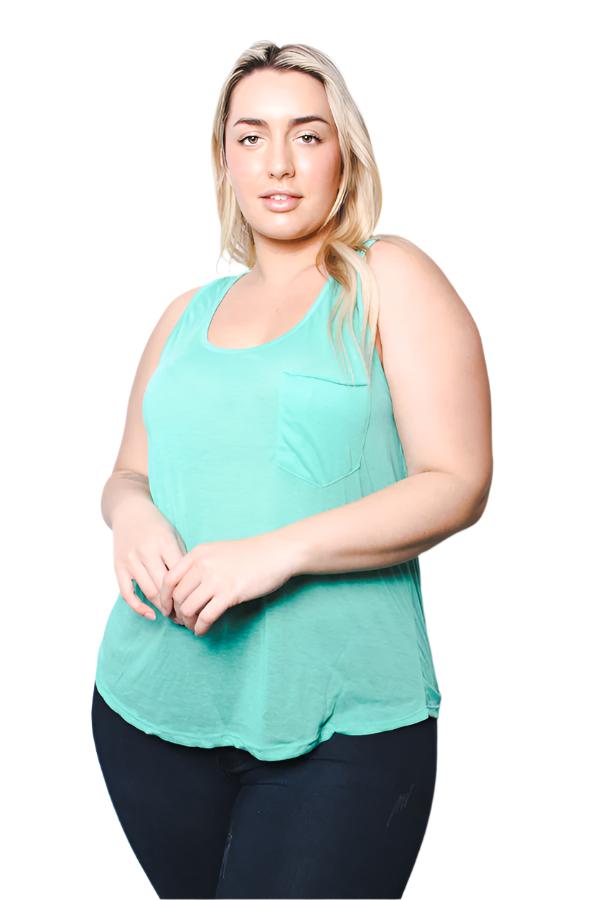 Women's Plus Tank Top With Front Pocket