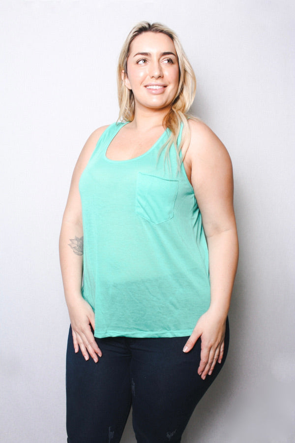 Women's Plus Tank Top With Front Pocket