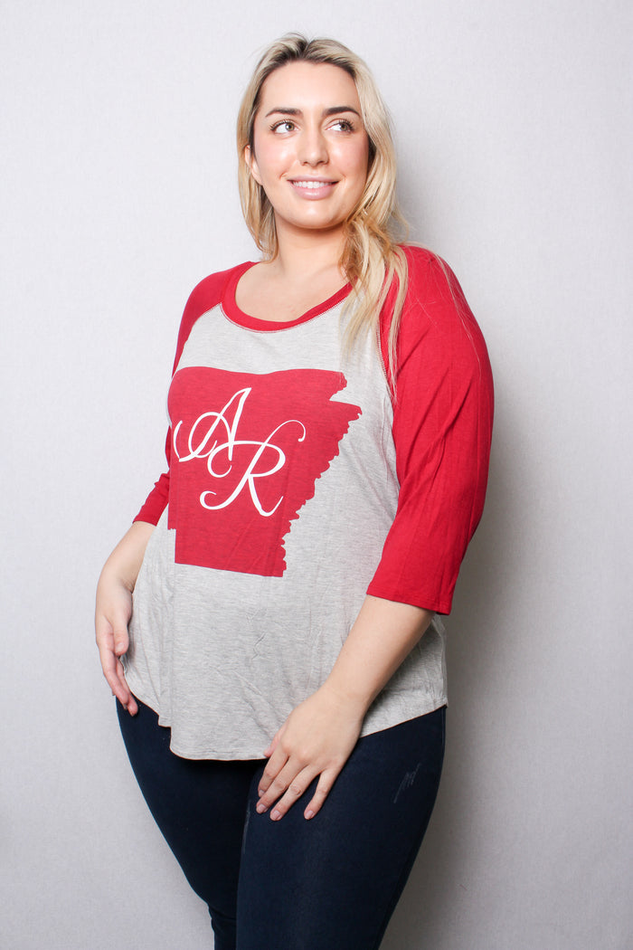 Women's Plus Homestate "Arkansas" Raglan Shirt