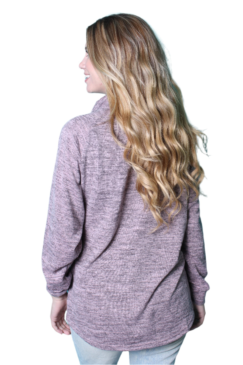 Women's Long Sleeve Cowl Neck Top w/ Pockets