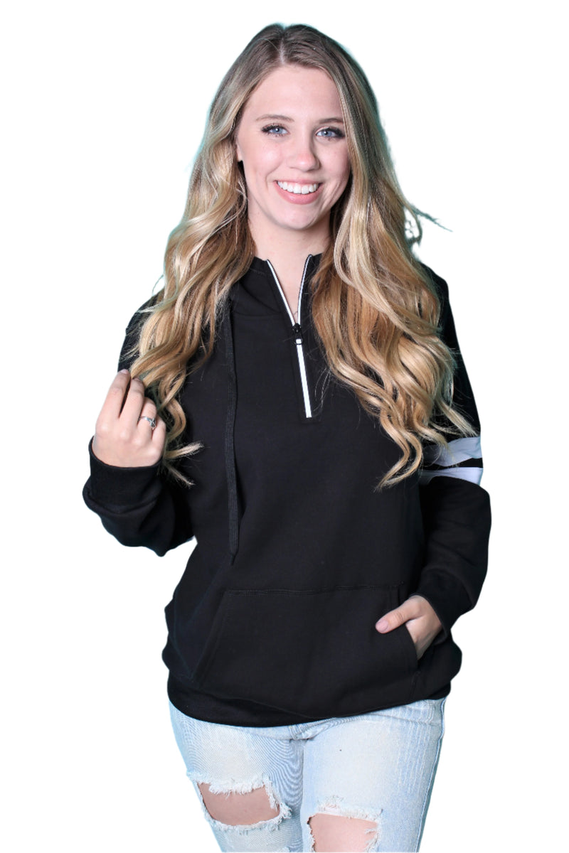 Women's Long Sleeve Hoodie Sweater w/ Arm Lines