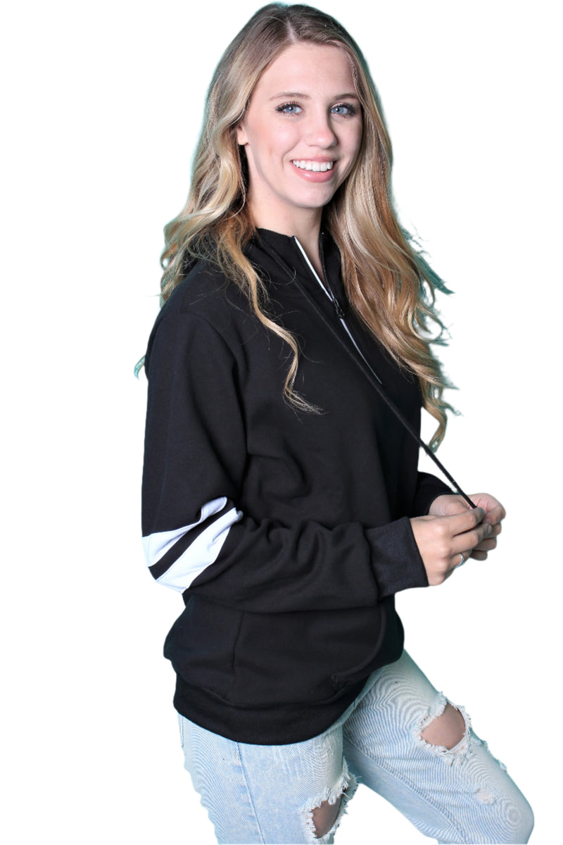 Women's Long Sleeve Hoodie Sweater w/ Arm Lines