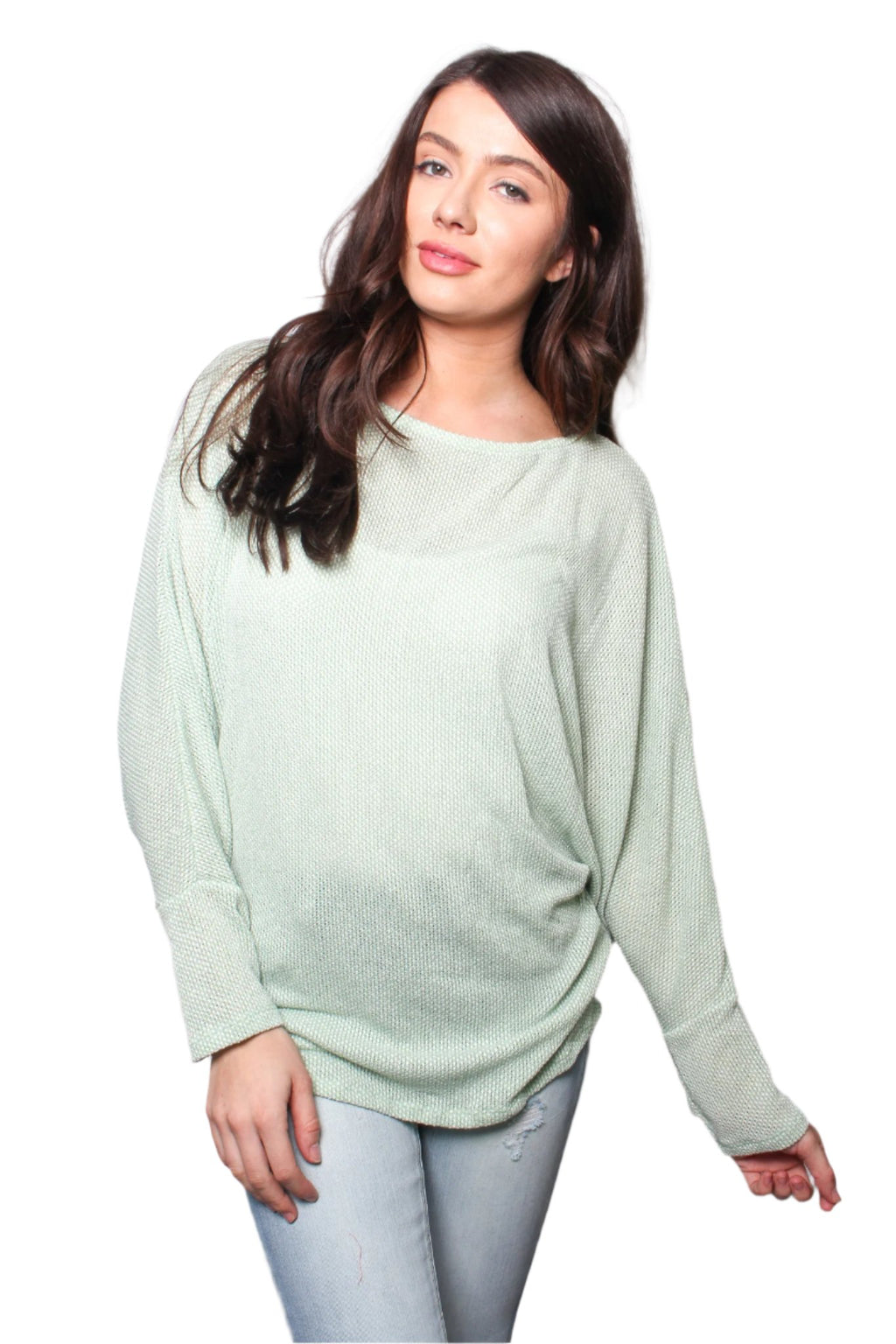 Women's Round Neck Long Sleeves Unlined Knit Top