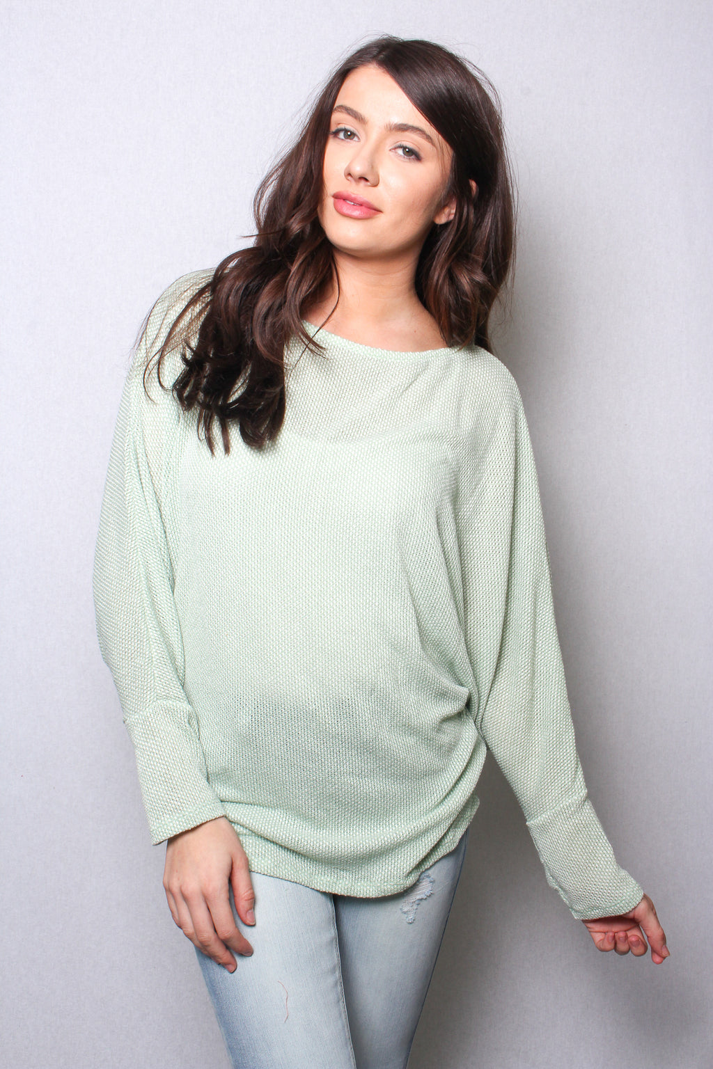 Women's Round Neck Long Sleeves Unlined Knit Top