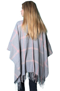 Women's Drape Multi Color Poncho with Tassel