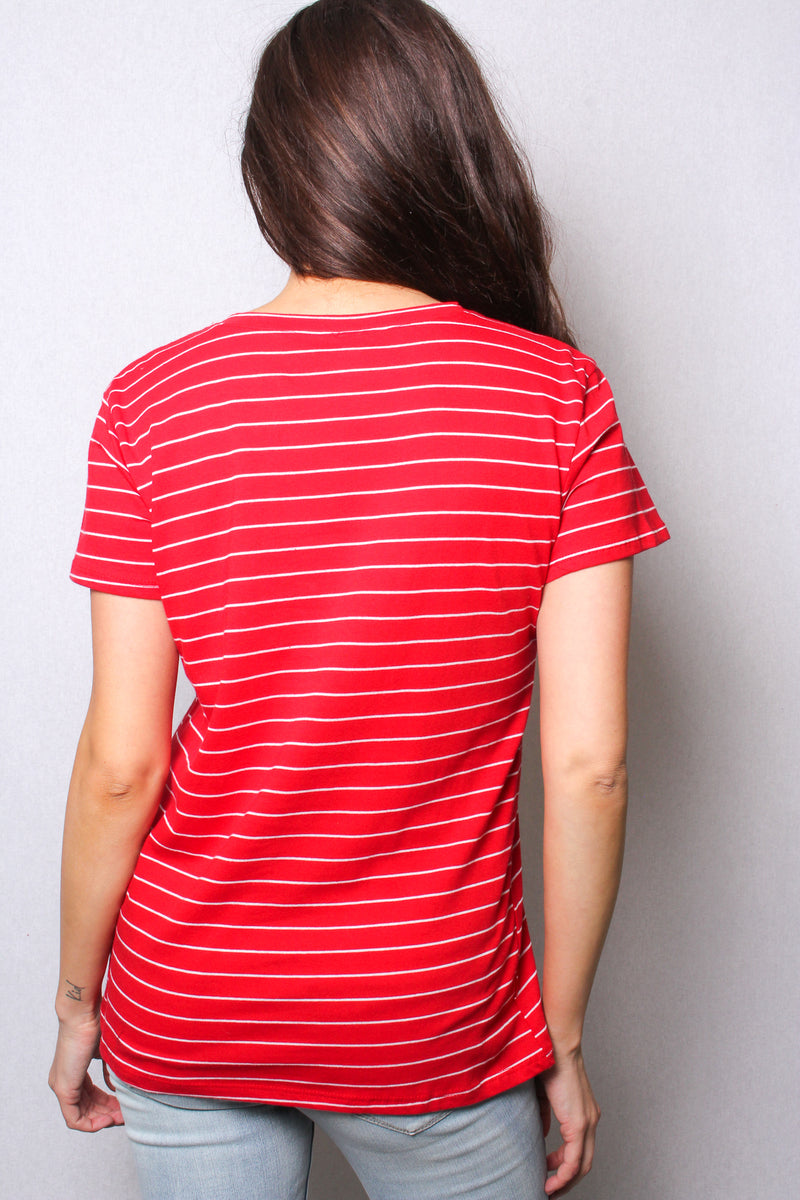 Women's Short Sleeves Crew Neck Stripe Comfy Shirt