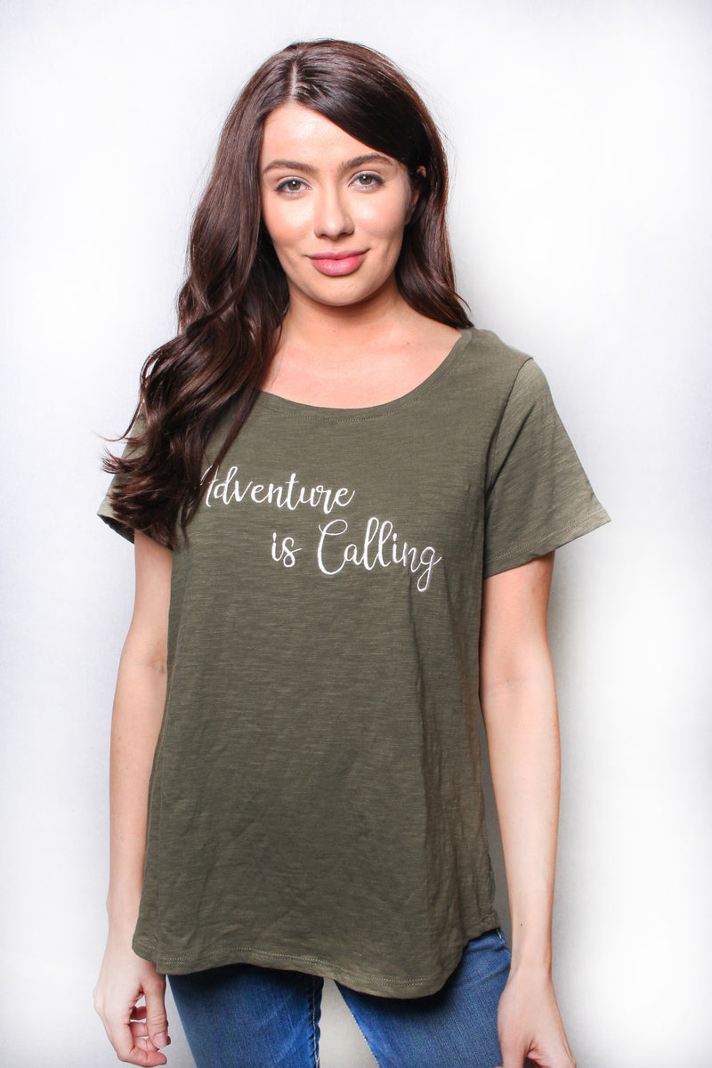Women's Short Sleeves Round Neck 'Adventure Is Calling' Tee