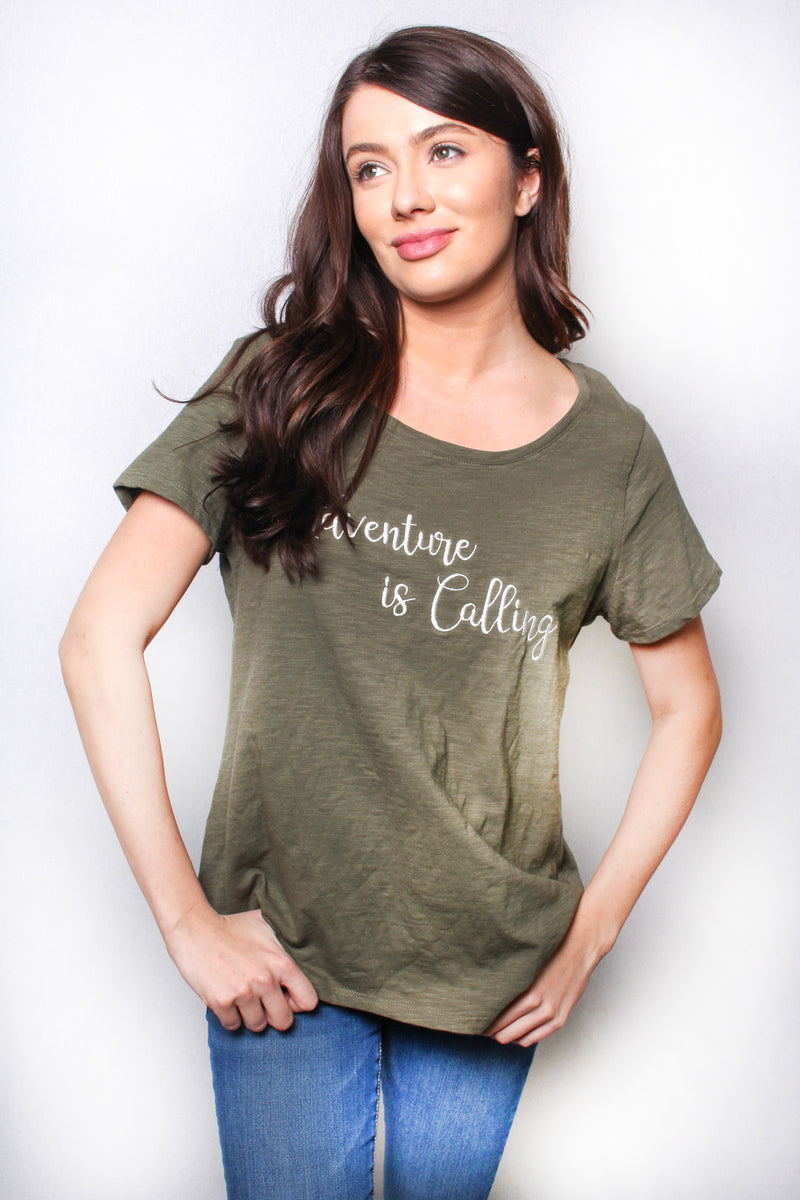 Women's Short Sleeves Round Neck 'Adventure Is Calling' Tee