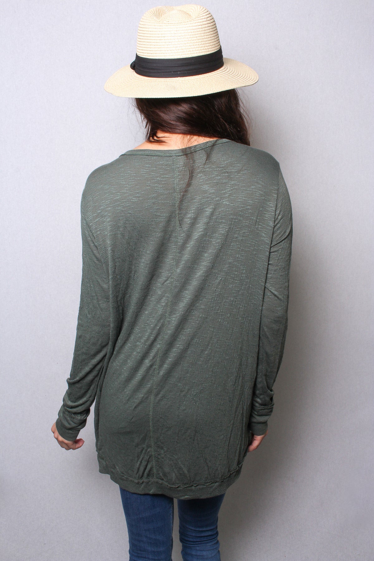 Women's Tie Neck Long Sleeves Button Front Detail Knit Top