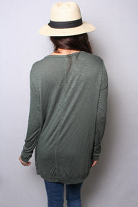 Women's Tie Neck Long Sleeves Button Front Detail Knit Top