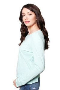 Women's Petite Round Neck Long Sleeves Solid Top