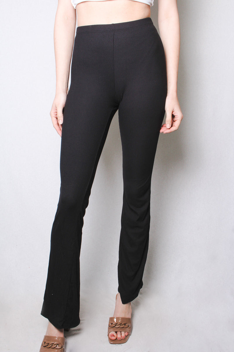 Women's High Waisted Ribbed Flare Pants
