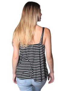 Women's Spaghetti Strap Wide Hem Stripe Tank