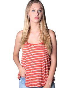 Women's Spaghetti Strap Wide Hem Stripe Tank
