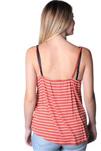 Women's Spaghetti Strap Wide Hem Stripe Tank