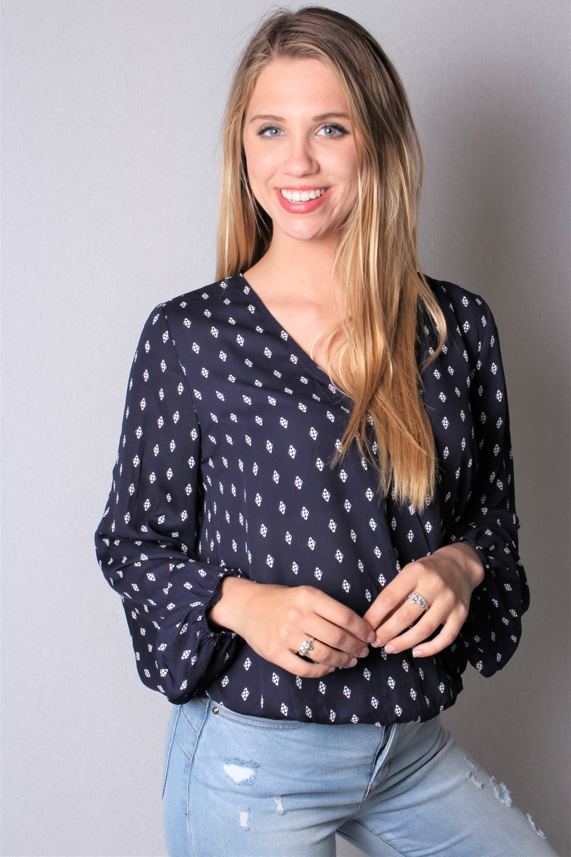 Women's Bishop Sleeve Printed Wrap Top