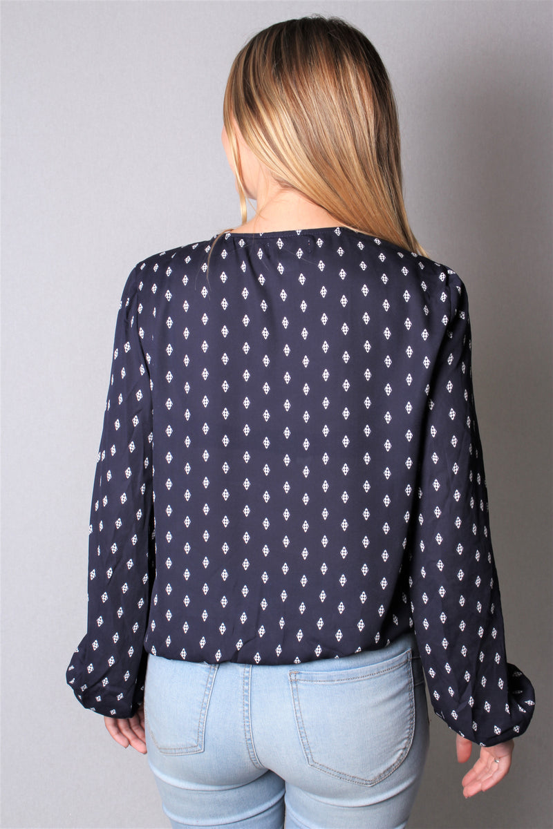 Women's Bishop Sleeve Printed Wrap Top