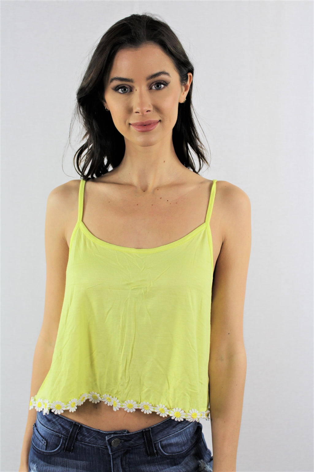 Women's Sleeveless Crop Top with Floral Detail