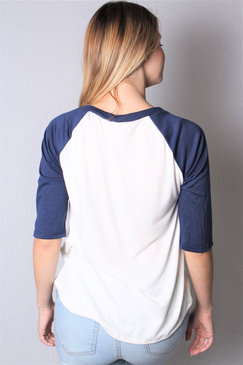 Women's 3/4th Sleeve USA Raglan Top