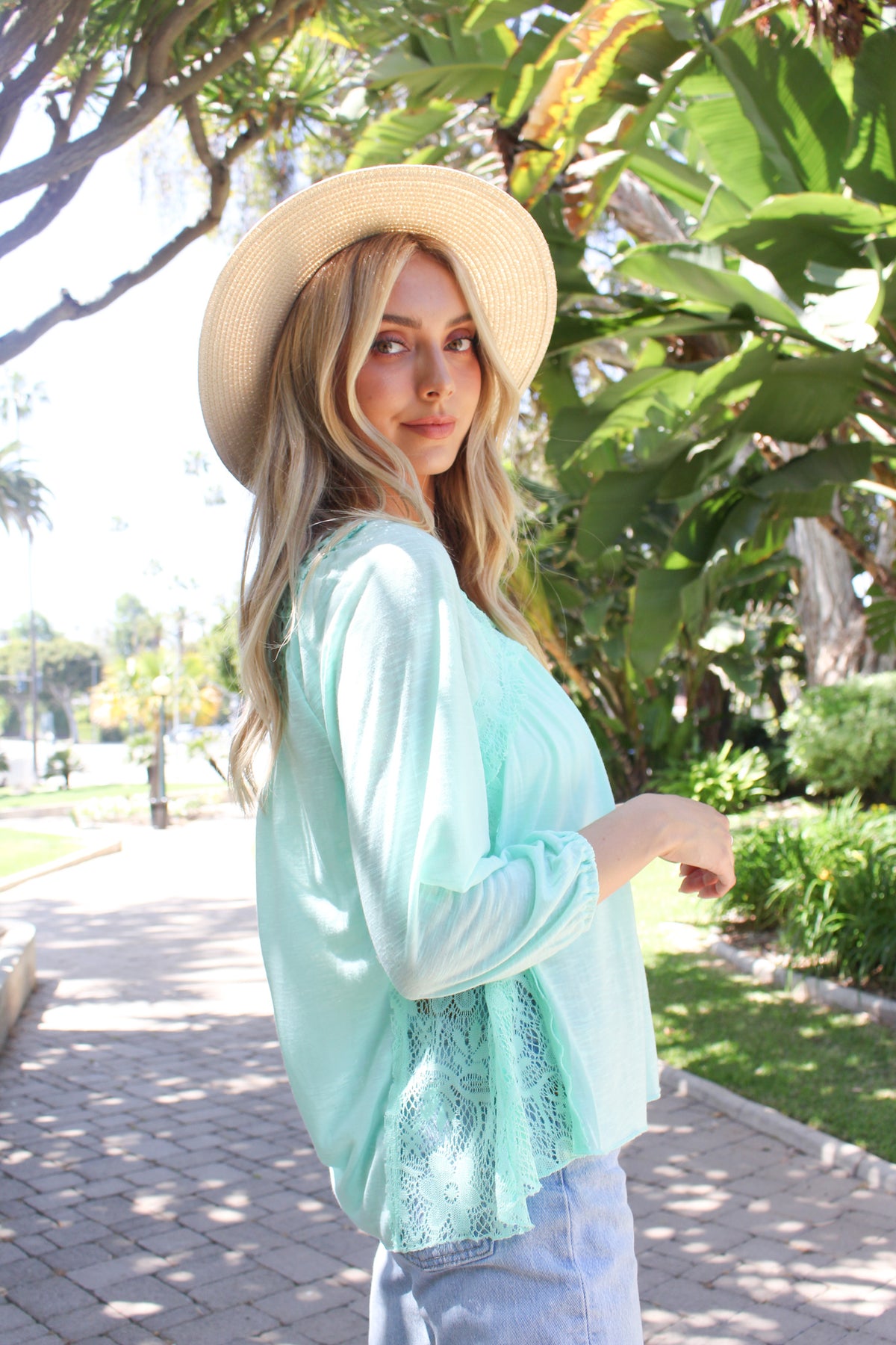 Women's Long Sleeve Crochet Top With Tassel Detail