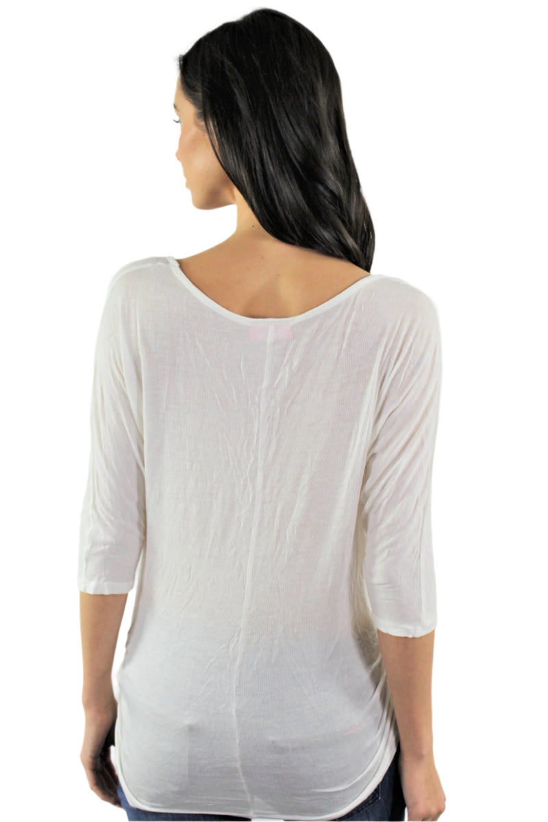 Women's Basic 3/4th Sleeve V Neck  Top