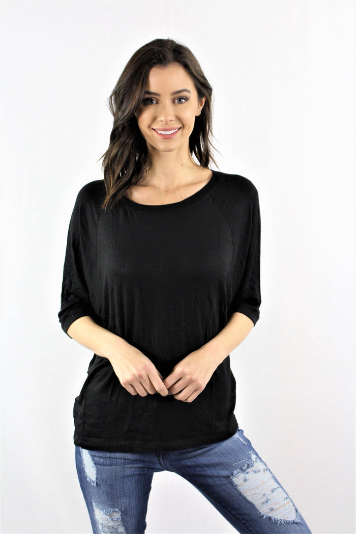 Women's Batwing Sleeve Solid Color Top