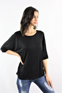 Women's Batwing Sleeve Solid Color Top