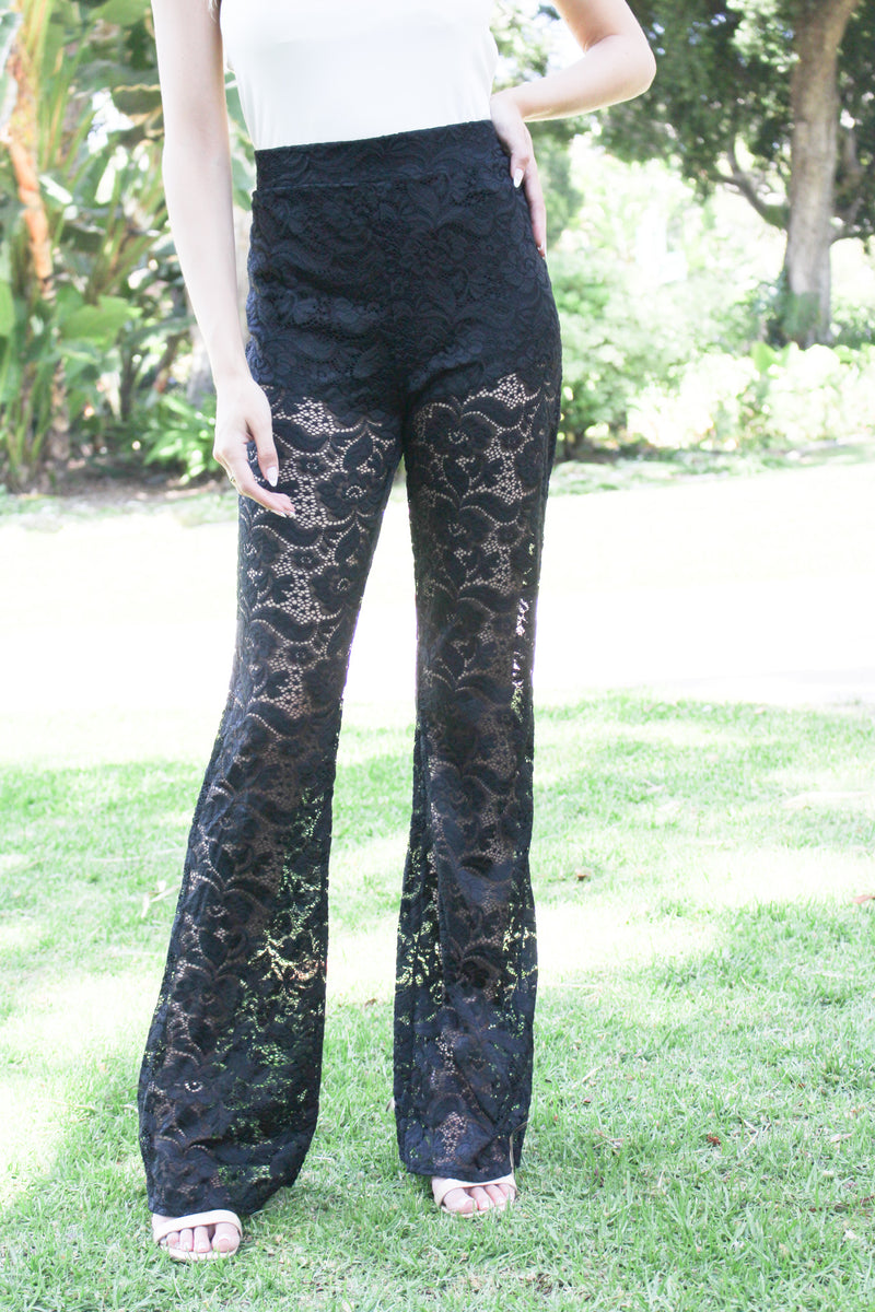 Women's Flare Leg Lace Pants