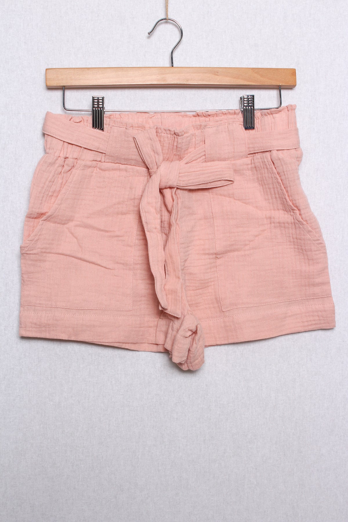 Women's Cozy Paperbag Front Pocket Tie Waist Cotton Shorts