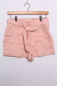 Women's Cozy Paperbag Front Pocket Tie Waist Cotton Shorts