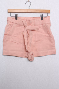 Women's Cozy Paperbag Front Pocket Tie Waist Cotton Shorts