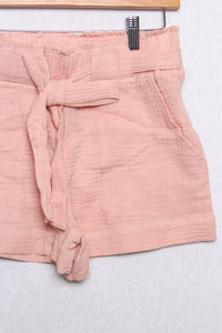 Women's Cozy Paperbag Front Pocket Tie Waist Cotton Shorts