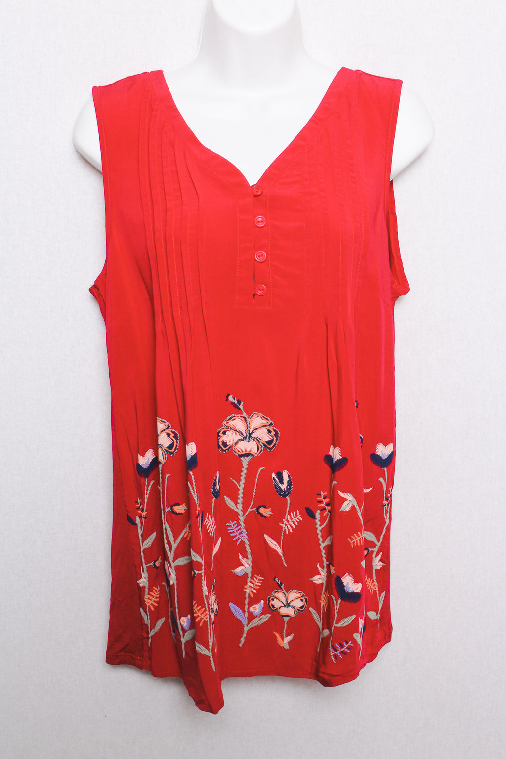 Women's Sleeveless Embroidered Floral Tank Top