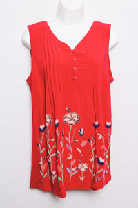 Women's Sleeveless Embroidered Floral Tank Top